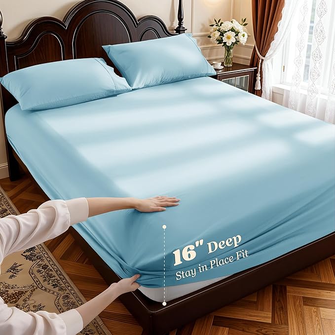 LBRO2M 1000 Thread Count 100% Egyptian Cotton Sheets Set Full Size, 4 Piece - Image 4