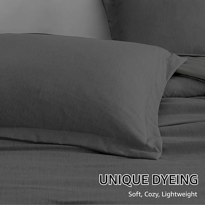 Monbix King Size Comforter Set, Dark Grey King Size Bed Set Reversible 7 Pieces - Image 6