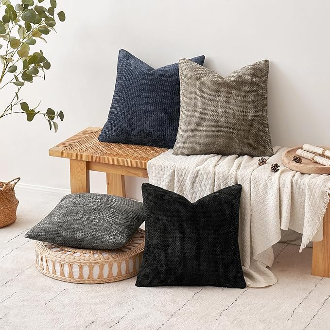 MIULEE Pack of 4 Couch Throw Pillow Covers 20x20 Inch Neutral Navy/Grey Soft - Image 5