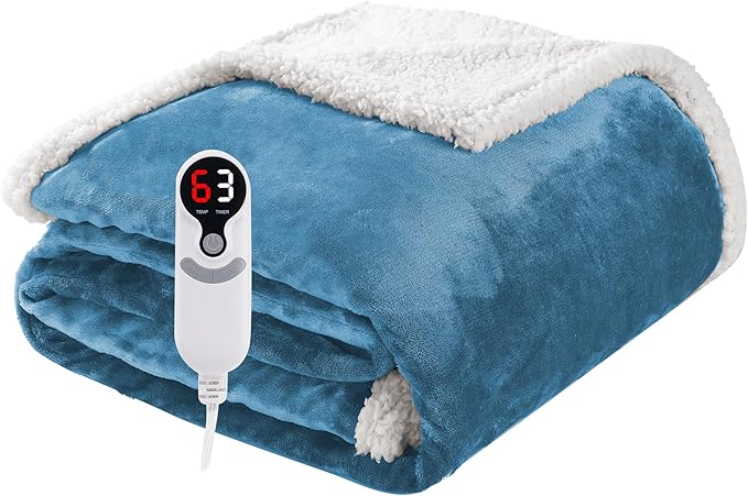 Electric Heated Blanket Throw Size 50"x60", Soft Flannel by Soypipo