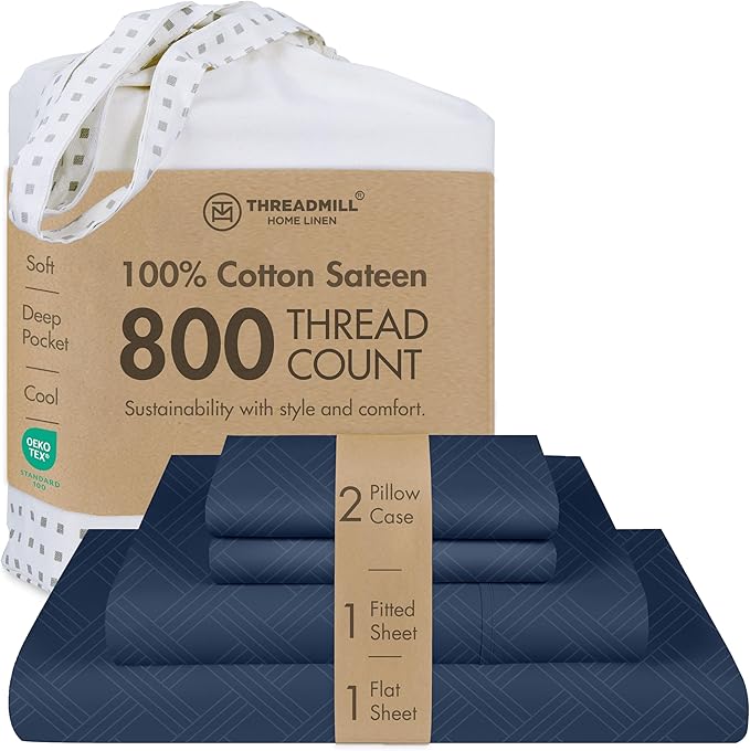 Threadmill King Size Sheets for King Mattress | 800 Thread Count Jacquard by ThreadmillHomeLinen