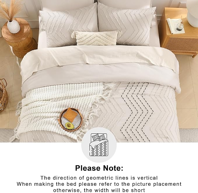 Andency California King Comforter Set Beige, Boho Cal King Cream Soft Warm - Image 5