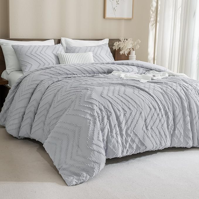 Andency Silver Grey Oversized Super King Comforter Set 120x120, Extra Large - Image 2