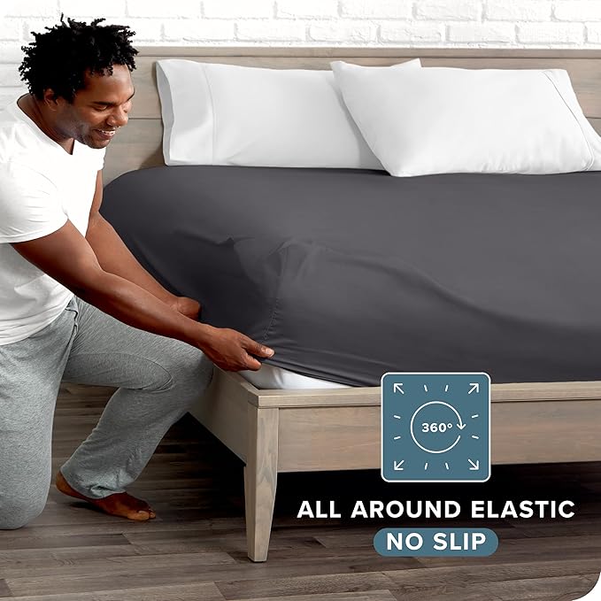 Bare Home Fitted Bottom Sheet Queen Size - Image 3