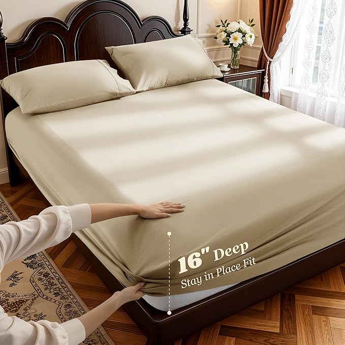 LBRO2M 1000 Thread Count 100% Egyptian Cotton Sheets Set Full Size, 4 Piece - Image 4