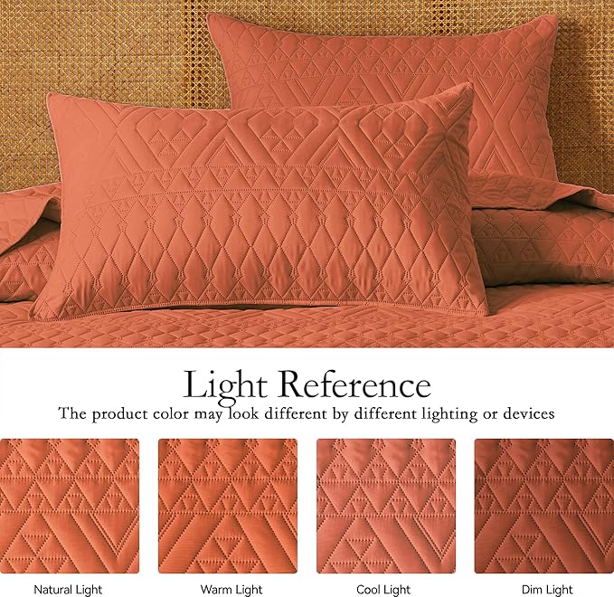 akkialla Twin Size Quilt Bedding Set, Burnt Orange Lightweight Microfiber Soft - Image 4