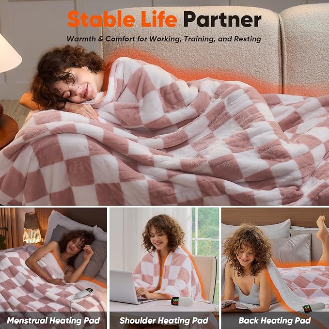 Light Pink Heated Blanket Electric Throw, 50X60 Heating Blanket - Image 3