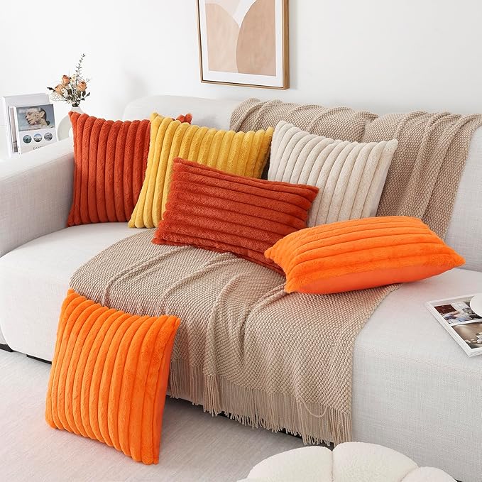 Pallene Faux Fur Plush Fall Throw Pillow Covers 24x24 Set of 2, Luxury Soft - Image 6
