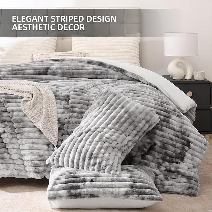 Smoofy Fluffy Queen Size Comforter Set 3 Pieces - Image 3