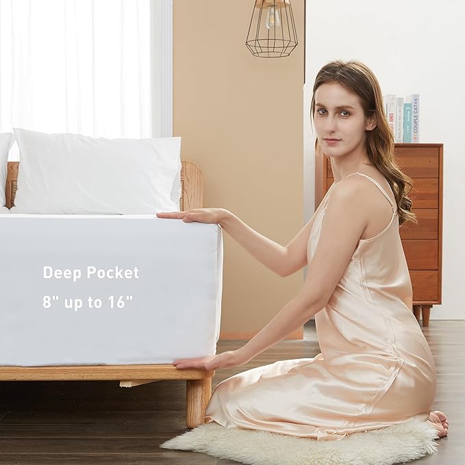Sunflower Full Fitted Sheet, 1-Piece Deep Pocket Fitted Bottom Sheet 16" - Image 3