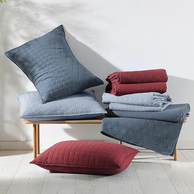 HORIMOTE HOME Burgundy Red Queen Size Quilt Set - Image 8