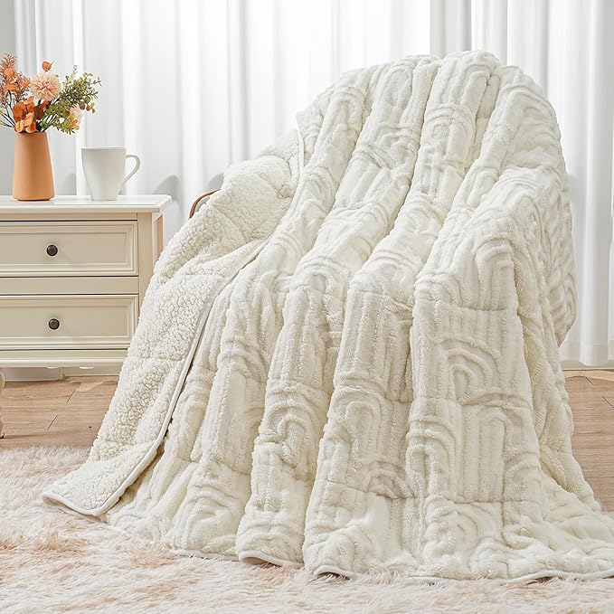 Wemore Jacquard Fleece Weighted Blanket Twin Size 48" x 72" 12lbs, Ultra Soft by WemoreDirect