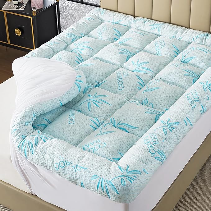 WhatsBedding 5 Inch Queen Mattress Topper Breathable Bamboo Viscose Air Layer by WhatsBedding