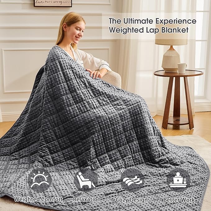 Grey Weighted Blanket for Adults 20lbs, Twin Full Size Cooling Minky Heavy - Image 4