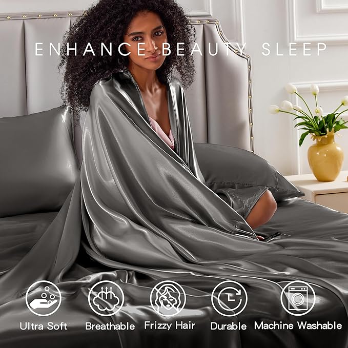 FreshCulture Satin Sheets Twin Size Bed Set - Image 7