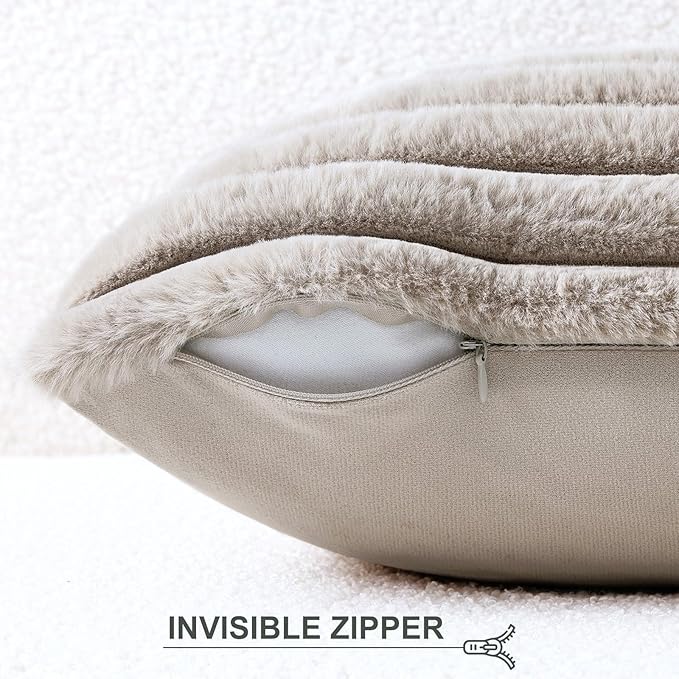 Pallene Faux Fur Plush Throw Pillow Covers 16x16 Set of 2, Luxury Soft Fluffy - Image 3