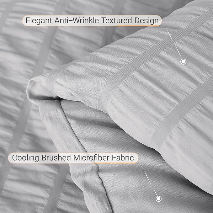 MUXHOMO 5 Pieces Twin Comforter Set, Seersucker Bed in a Bag Twin Size - Image 6
