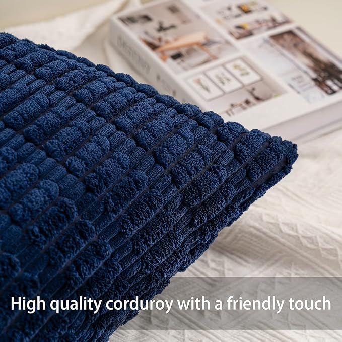 Aegero Pack of 2 Corduroy Decorative Throw Pillow Covers 20x20 InchSoft Boho - Image 3