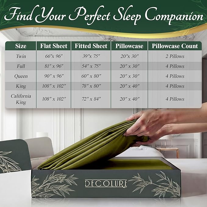 DECOLURE 100% Viscose Derived from Bamboo Sheets Twin Size - Image 8