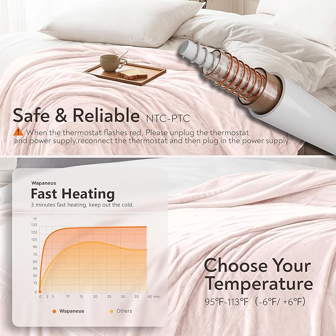 Wapaneus Foot Pocket Heated Blanket Electric Throw - Image 5
