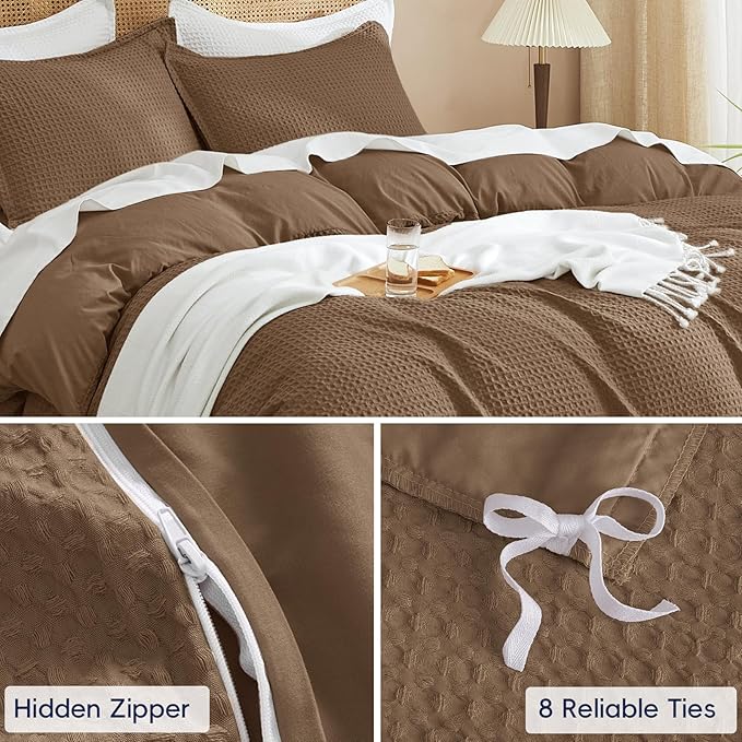 PHF Waffle Duvet Cover Set California King, No Snagging Soft Luxury Textured - Image 5