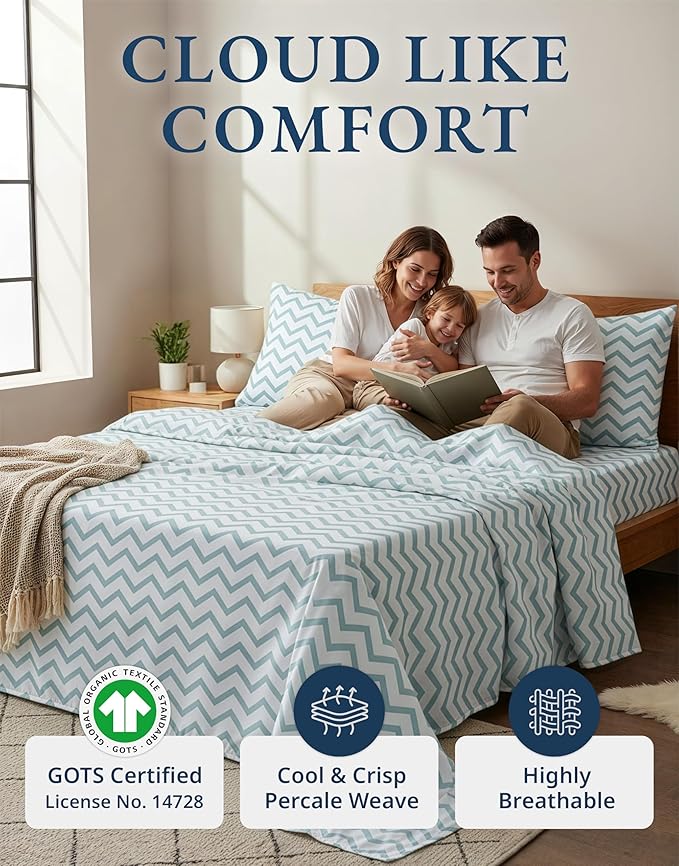 LANE LINEN 100% Organic Cotton Full Size Sheet & Pillowcase Sets, Fully - Image 2