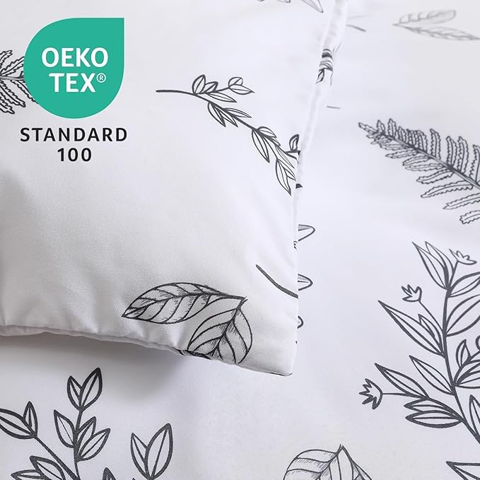 MUXHOMO Duvet Cover Full Size, Reversible Floral White Duvet Cover Set - Image 4