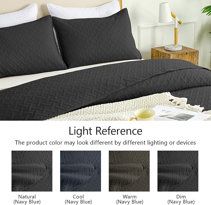 FLYMME King Size Quilt Bedding Set Black Lightweight Bedspreads Set, Modern - Image 5