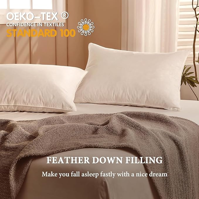 BHZ Goose Down Feather Standard/Queen Pillow, Luxury Hotel Collection Bed Pillow - Image 3