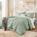 Andency Queen Comforter Set Sage Green, 3 Pieces Boho Tassel Lightweight by Andency
