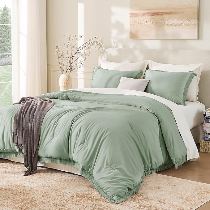 Andency Twin Comforter Set Sage Green, 2 Pieces Kids Comforter Sets by Andency
