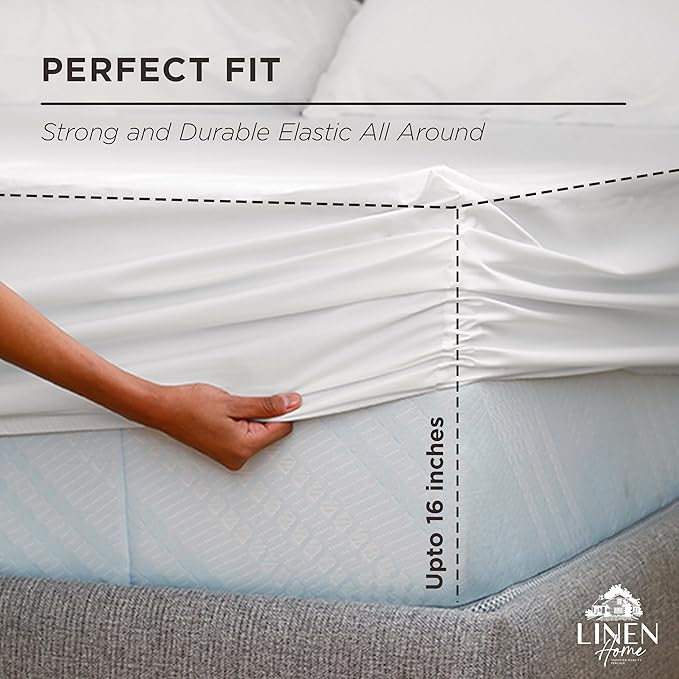 Linen Home 100% Cotton Percale Weave Fitted Sheet, Full Size, 1 Deep Pocket - Image 3