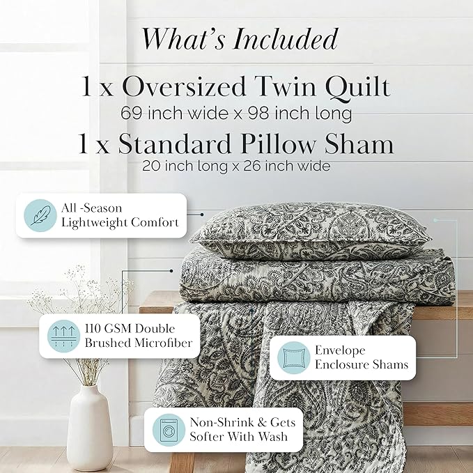 Southshore Fine Living, Inc. Ashanti Collection Oversized Quilt Twin Bedding - Image 2