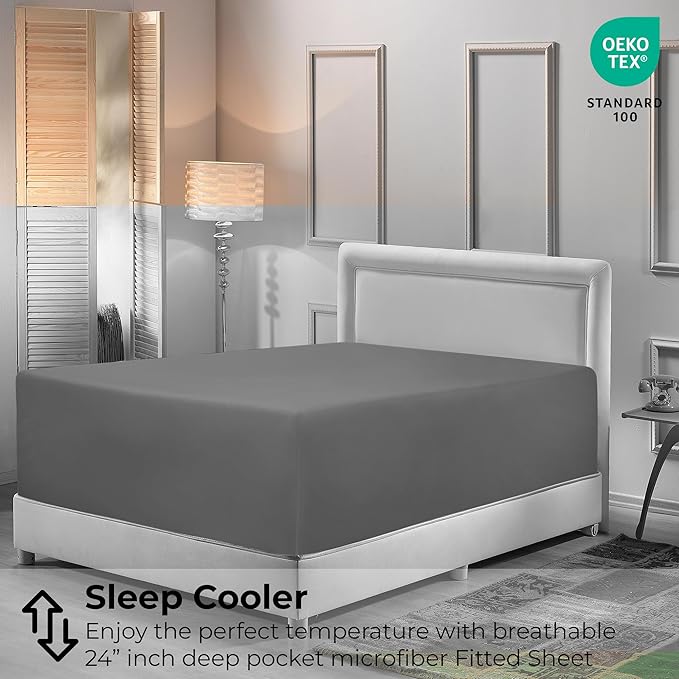 Royale Linens Extra Deep Pocket Full Fitted Sheet Only - Image 9