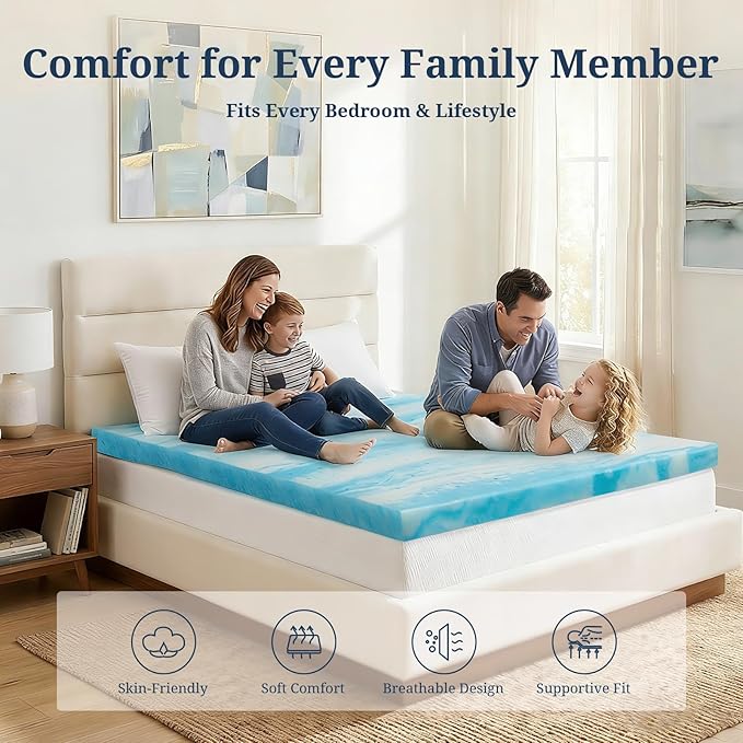 IULULU Twin XL Size Mattress Topper, 3 Inch Gel Memory Foam Topper, Pressure - Image 7