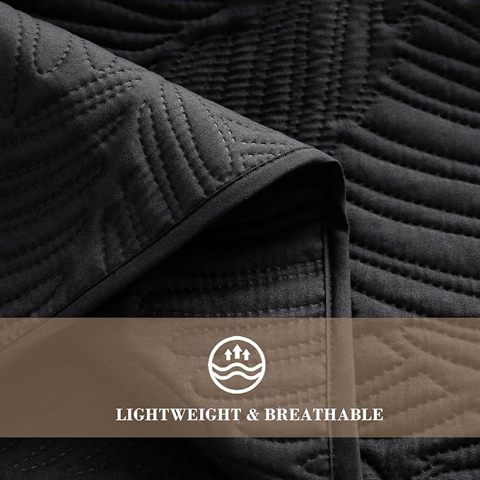 Exclusivo Mezcla Twin Quilt Bedding Set, Lightweight Black Quilts Twin Size - Image 5