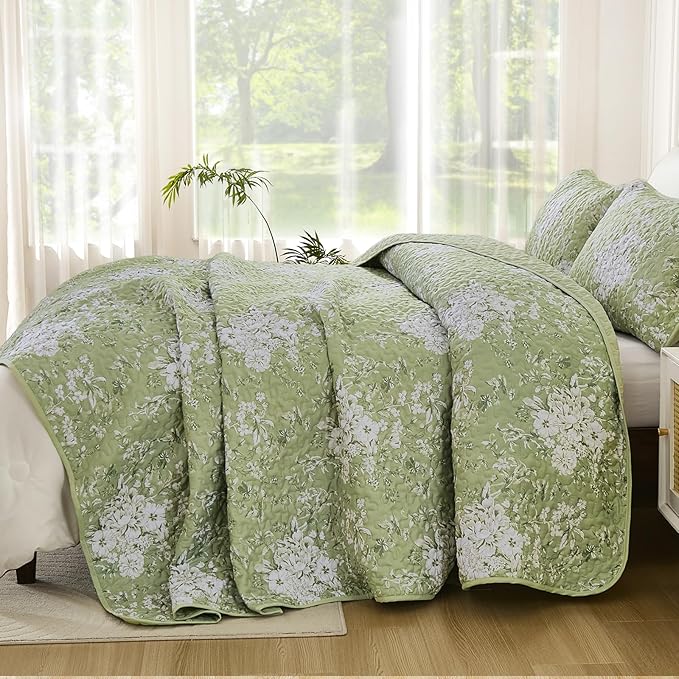 WONGS BEDDING Quilt King Size, Botanical Quilt - Image 3