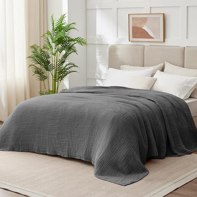 100% Cotton Muslin Blanket Twin 66" x 90", Breathable and Lightweight Cotton - Image 8