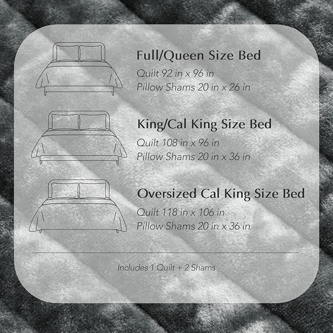 EVERGRACE Velvet Quilt Set California King 118'' x 106'', Luxurious Soft - Image 9