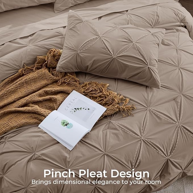 Sasttie King Size Comforter Set, 7-Piece Bed in a Bag, Pintuck Bedding Set - Image 4