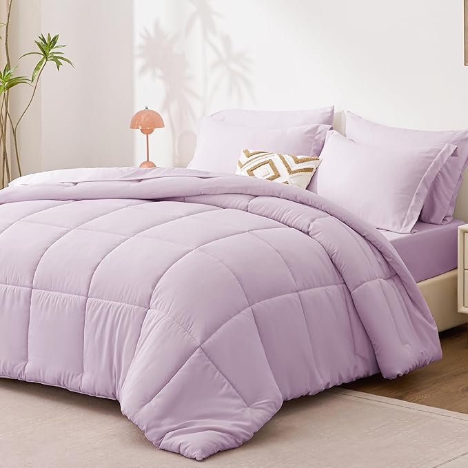 Love's cabin Full Comforter Set Light Purple, 7 Pieces Full Bed in a Bag - Image 2