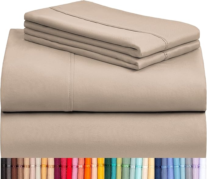LuxClub 4 PC Full Sheet Set, Breathable Luxury Bed Sheets, Deep Pockets 18" by LuxClub