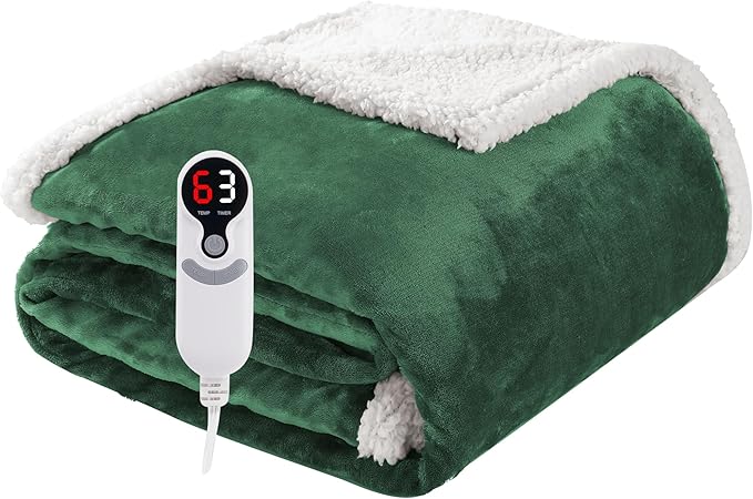 Electric Heated Blanket Throw Size 50"x60", Soft Flannel by Soypipo