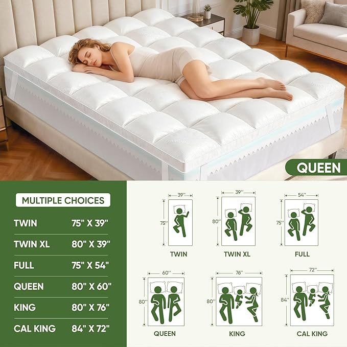 5 Inch Full Size Mattress Topper, Memory Foam Mattress Toppers -2.5" Cooling - Image 8