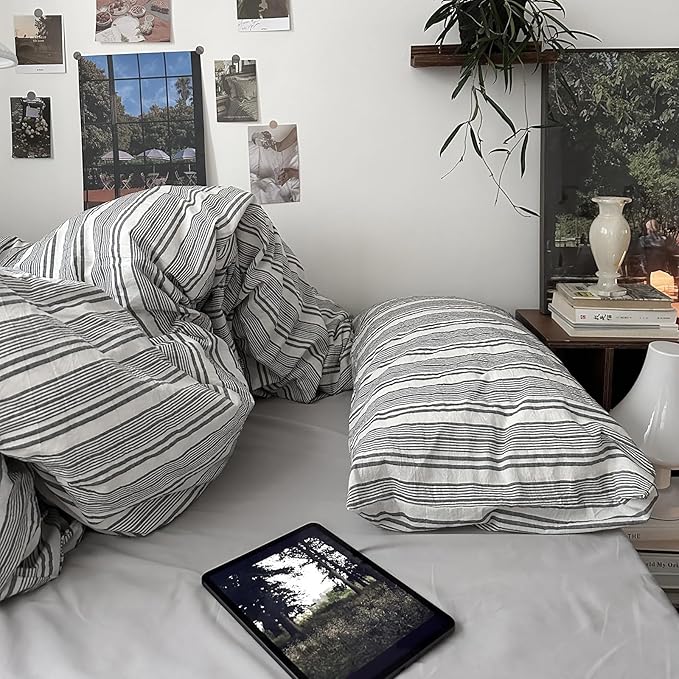 mixinni Washed Cotton Duvet Cover Twin Set - Image 8