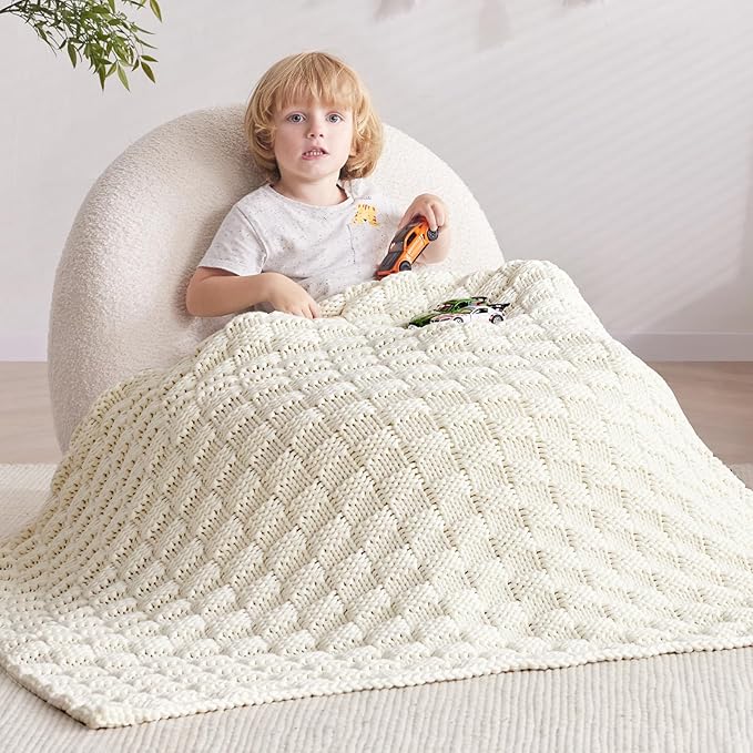 Knitted Weighted Blanket for Adult, No Beads Heavy Blanket 50” x 60'' 7lbs by Unknown