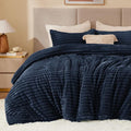 BEDELITE Fleece Queen Comforter Set -Super Soft & Warm Fluffy Navy Blue Bedding by BEDELITE