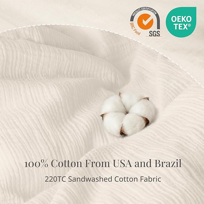Ivory White Twin Duvet Cover, 100% Sandwashed Cotton Soft Twin Size Duvet Cover - Image 3