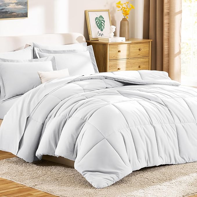 CozyLux Oversized King Comforter Sets White, 7 Pieces Bed in a Bag, 120x98 Box - Image 9
