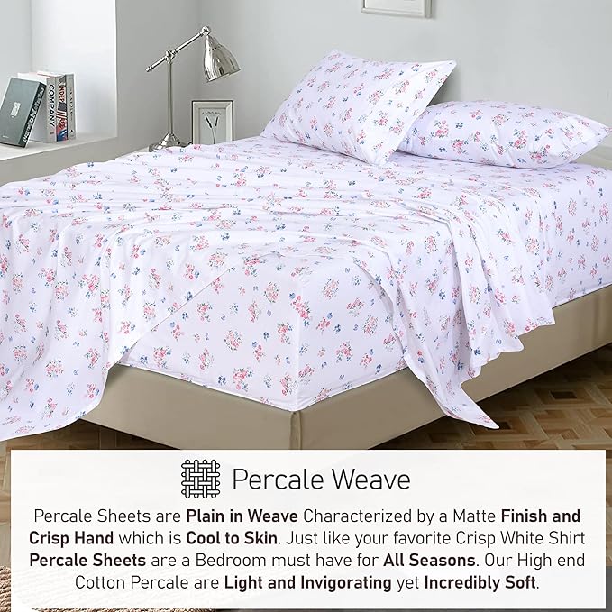 RUVANTI 100% Cotton Sheets – Queen Size Percale Bedding, Cooling & Breathable - Image 6
